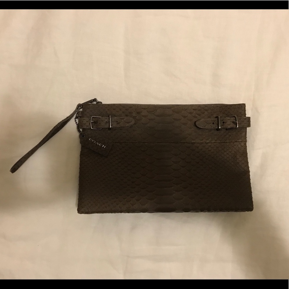 Coach embossed croc wristlet clutch